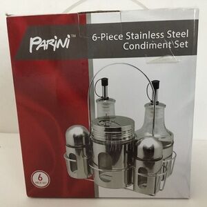 Condiment set. Stainless steel. 6 piece set